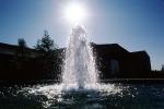 Sun, Water Fountain, aquatics, Pond, Pool, Buildings, Sunnyvale, Silicon Valley, October 1985