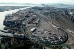 Docks, Cranes, Parked Cars, Port of Oakland, Truck Distribution Center, CSBV02P07_17