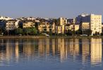 Water Reflections, buildings, apartments, hill, sunset, Lake Merritt, Tidal Lagoon, Downtown Oakland, CSBV05P08_12