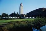 Hoover Tower, buildings, cars, Stanford University, 1950s, CSBV09P08_17