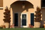Spiral Bushes, Pots, door, doorway, arch, City of San Joaquin, CSCD02_006