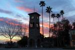Clock Tower, sunset, palm trees, CSCD02_123