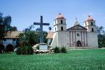Santa Barbara Mission, cross, lawn, building