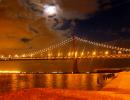 San Francisco Oakland Bay Bridge, The Embarcadero, full moon, night, moonlight, CSFD01_110