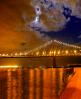 San Francisco Oakland Bay Bridge, full moon, night, moonlight, CSFD01_112B
