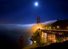 The moon and the fog paint a story of magical milky light upon the Golden Gate Bridge, Twilight, Dusk, Dawn, CSFD06_242B