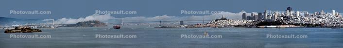 cityscape, skyline, clouds, buildings, Fort Mason, new eastern section, self-anchored suspension main span, CSFD08_017