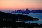 Transamerica Pyramid, Sunset, Sunclipse, Tiburon, Belvedere, hills, skyline, early morning, Alcatraz