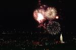 Fireworks, Boats, buildings, the Embarcadero, 50th anniversary party celebration for the Bay Bridge, CSFV06P13_16