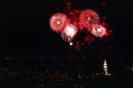 Fireworks, Boats, buildings, the Embarcadero, 50th anniversary party celebration for the Bay Bridge, CSFV06P13_17