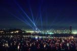 Kleig Light, kleiglight, spot light, spotlight, boats, 50th anniversary party celebration for the Bay Bridge, CSFV06P14_12