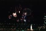 Fireworks, buildings, the Embarcadero, 50th anniversary party celebration for the Bay Bridge