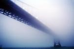 Golden Gate Bridge in the fog, mist, cold