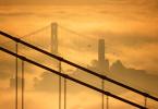 San Francisco Oakland Bay Bridge, Golden Gate Bridge, Coit Tower, Sunrise, CSFV10P02_01