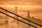 San Francisco Oakland Bay Bridge, Golden Gate Bridge, Coit Tower, Sunrise, detail