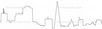 San Francisco Skyline outline, line drawing, shape, CSFV11P10_12BO