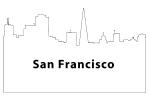 San Francisco Skyline  outline, line drawing, shape, CSFV11P10_12BWTitle
