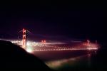 Golden Gate Bridge in the Night, Nighttime, Fog