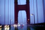 Golden Gate Bridge on a wet rainy evening