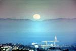 Moonrise over the Eastbay hills, Hunters Point Gantry Crane, from Twin Peaks, CSFV12P04_17B