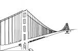 Golden Gate Bridge outline, line drawing, shape, CSFV14P10_04O