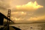 Stormy Yellow Glow, Golden Gate Bridge, Sunset, Rough Ocean, turbulent, CSFV20P04_14B