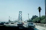 Two way Traffic, cars, automobile, vehicle, San Francisco Oakland Bay Bridge, August 1962, 1960s