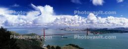 Cumulonimbus Cloud, cumulus clouds over the city, Oil Tanker, Golden Gate Bridge, Panorama, CSFV26P03_16B