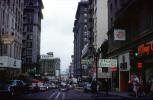 Starlite Room, Powell Street, cars, tracks, shops, stores, downtown, 1968, 1960s