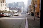 Steep Hill, Parked Cars, sidewalk, March 1958, 1950s, CSFV27P01_12