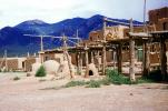 Cooking Ovens, dome, mountains, Pueblo de Taos, adobe building, CSMV03P02_05