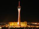 the Stratosphere, Night, Neon Lights, Exterior, Outdoors, Outside, Nighttime