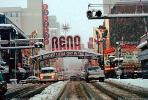 Reno Arch, Virginia Street, Downtown, snow, blizzard, sleet, storm, Cold, Ice, Winter, Wintry, railroad crossing, Cars, vehicles, Automobile, CSNV01P11_13.1744