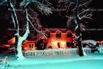 House Covered in Snow, snow storm, building, trees, Nighttime, winter, CSNV01P13_18.1744