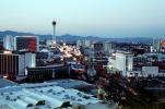 the Stratosphere, Twilight, Dusk, Dawn, Night, Neon Lights, Exterior, Outdoors, Outside, Nighttime, Sunset, CSNV03P02_15