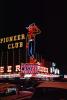 Pioneer Club, Casino, Neon signs, night, nighttime, buildings, Las Vegas, Nevada, Hotel, building, Cars, vehicles, Automobile, 1962, 1960s, CSNV06P02_04