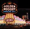 Golden Nugget, Casino, Gambling Hall, Neon signs, night, nighttime, Hotel, building, Las Vegas, Nevada, 1962, 1960s, CSNV06P02_06B