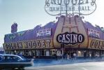 Golden Nugget, Casino, Gambling Hall, signage, early morning, Las Vegas, Nevada, Hotel, building, Cars, vehicles, Automobile, 1963, 1960s, CSNV06P02_07