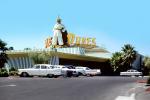 Dunes Hotel and Casino, building, cars, automobiles, vehicles, Sultan Statue, September 1958, 1950s, CSNV06P07_16