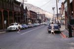 Main Street, town, buildings, shops, street, Cars, vehicles, Automobile, Virginia City, July 1960, 1960s, CSNV06P08_01