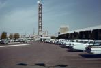 Betty Grable headline, Sahara Casino, building, cars, parking lot, 1950s