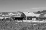 Barn, fields, cold, ice, snow, mountains, CSOV01P07_12BW
