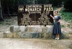 Monarch Pass, Continental Divide, sign, signage, woman, 1950s, CSOV02P11_07