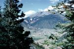 Mountain, city, Valley, town, forest, trees, downtown, buildings, Durango, August 1963, 1960s