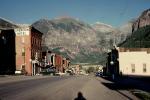 Sheridan Hotel, Downtown, Cars, vehicles, Automobile, Telluride, August 1963, 1960s