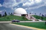 Planetarium at U.S. Air Force Academy, Dome, building, Ford Fairlane car, stairs, steps, August 1961, 1960s