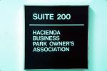 Hacienda Business Park Owners Association sign, 21 November 1983, CTVV01P11_09