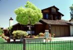 House, Home, Single Family Dwelling Unit, lawn, fence, trees