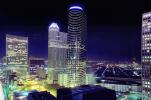 Cityscape, Skyline, Building, Skyscraper, Downtown Houston, Night, Nighttime, 14 January 1985