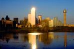 Dallas Skyline, buildings, reflection